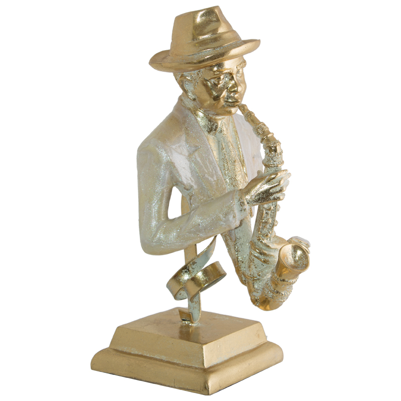 MUSICIAN WITH SAX ON PLINTH 36CM