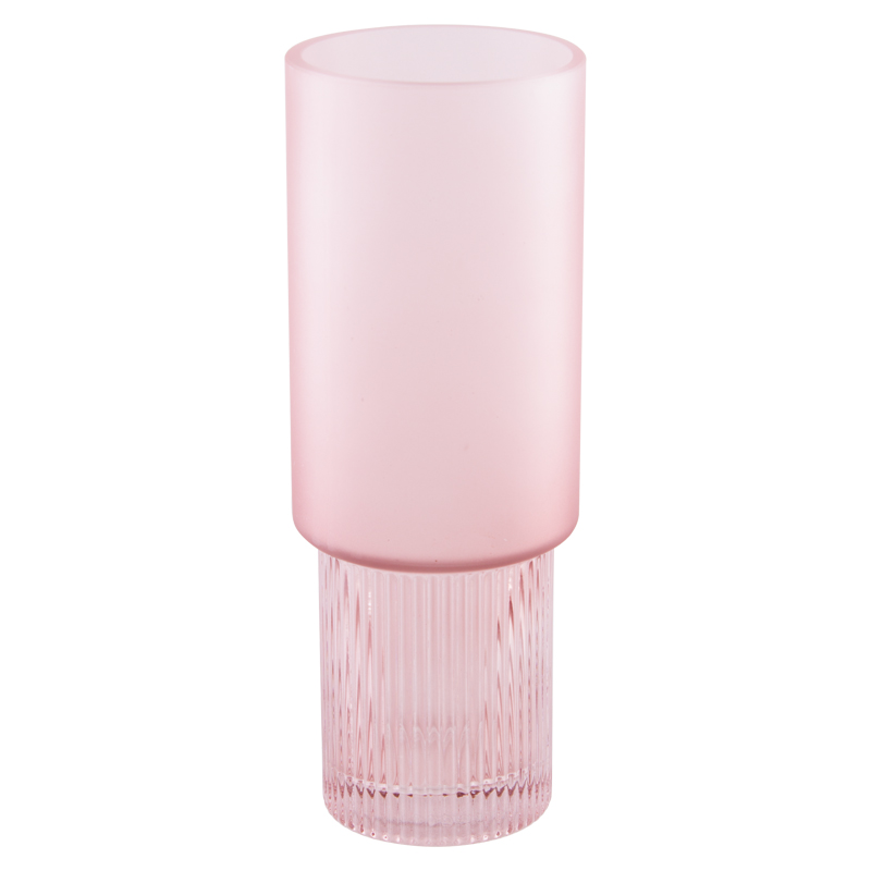 DUSTY PINK RIBBED VASE 22X8CM