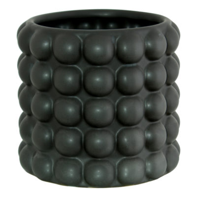 DARK GREY DOTTED POT 15CM