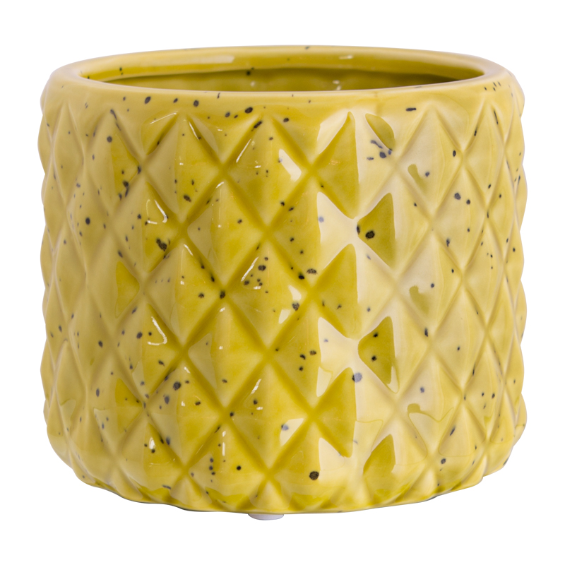 YELLOW TEXTURE POT 12 CM