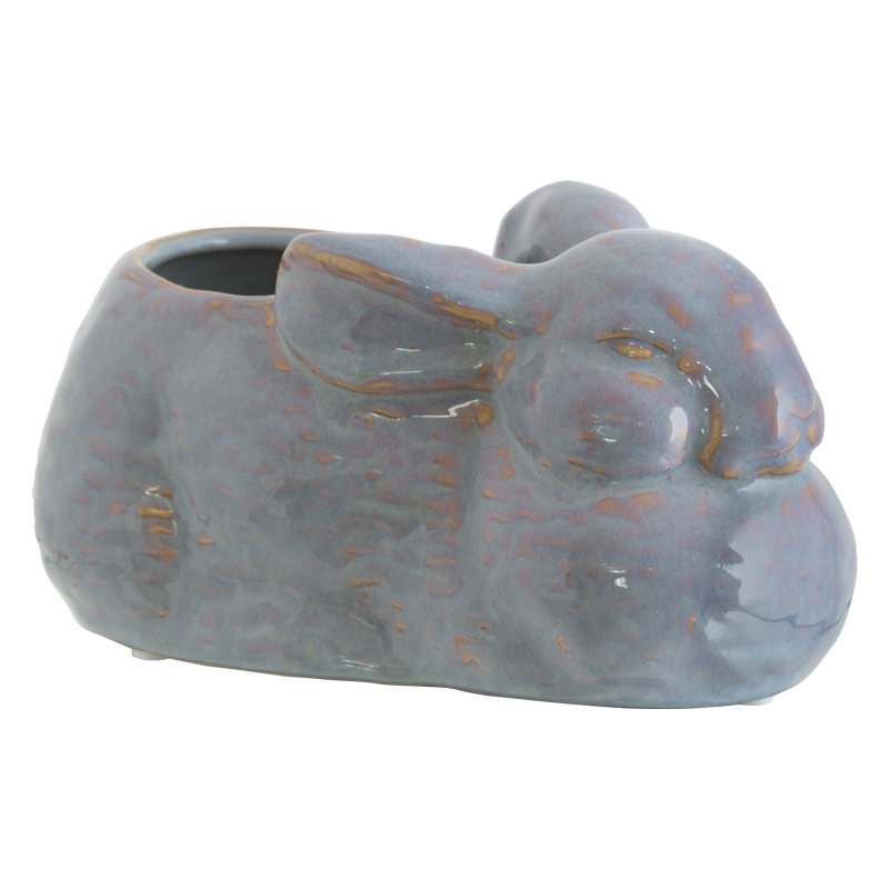 GREY RABBIT FLOWER POT 21X13X11CM