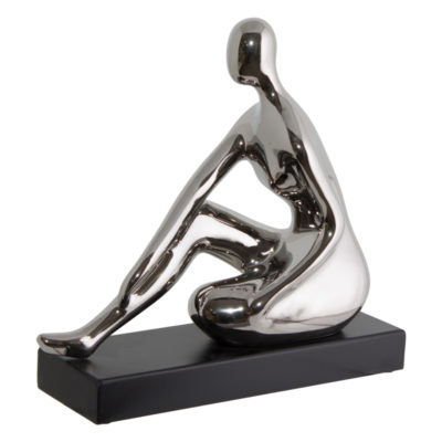 SILVER FIGURINE SITTING 30X32CM