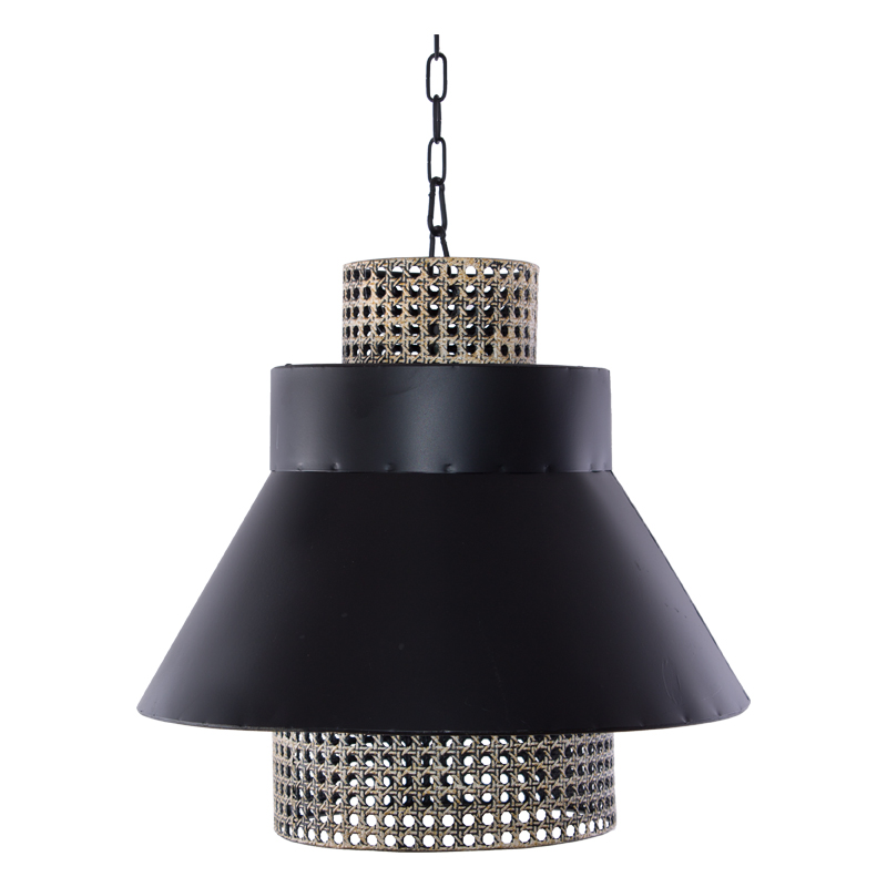 BLACK/GOLD HANGING LAMP 40X36CM