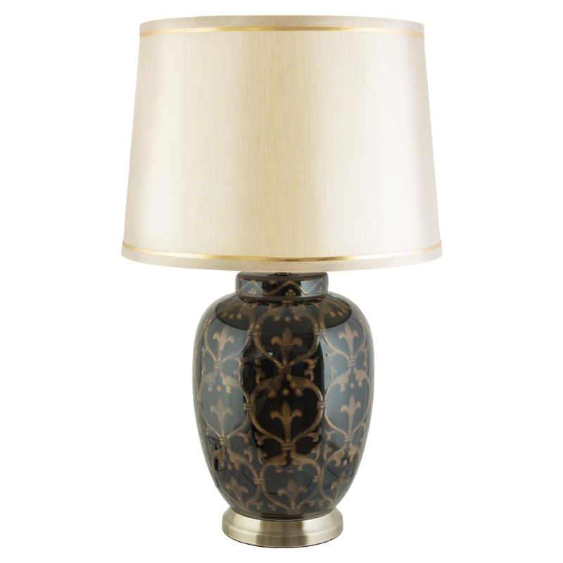 OLD GOLD/BLACK LAMP BEIGE SHADE 65CM