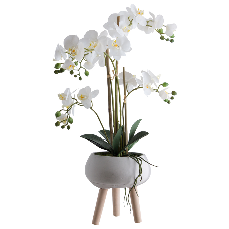 WHITE ORCHID TRILEG POT 66CM
