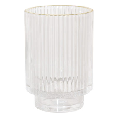 BROOKE VOTIVE CLEAR/GOLD RIM 13CM