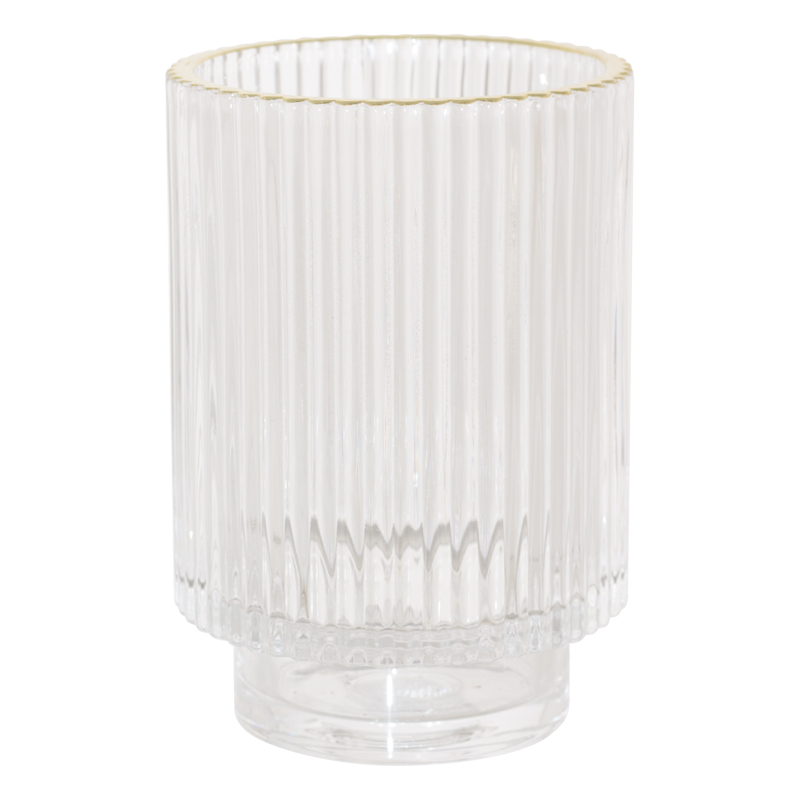 BROOKE VOTIVE CLEAR/GOLD RIM 13CM