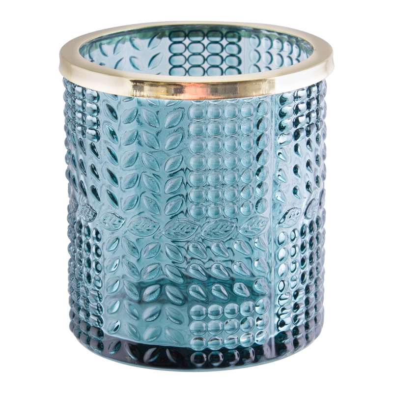 BECA BLUE VOTIVE GOLD RIM 9CM