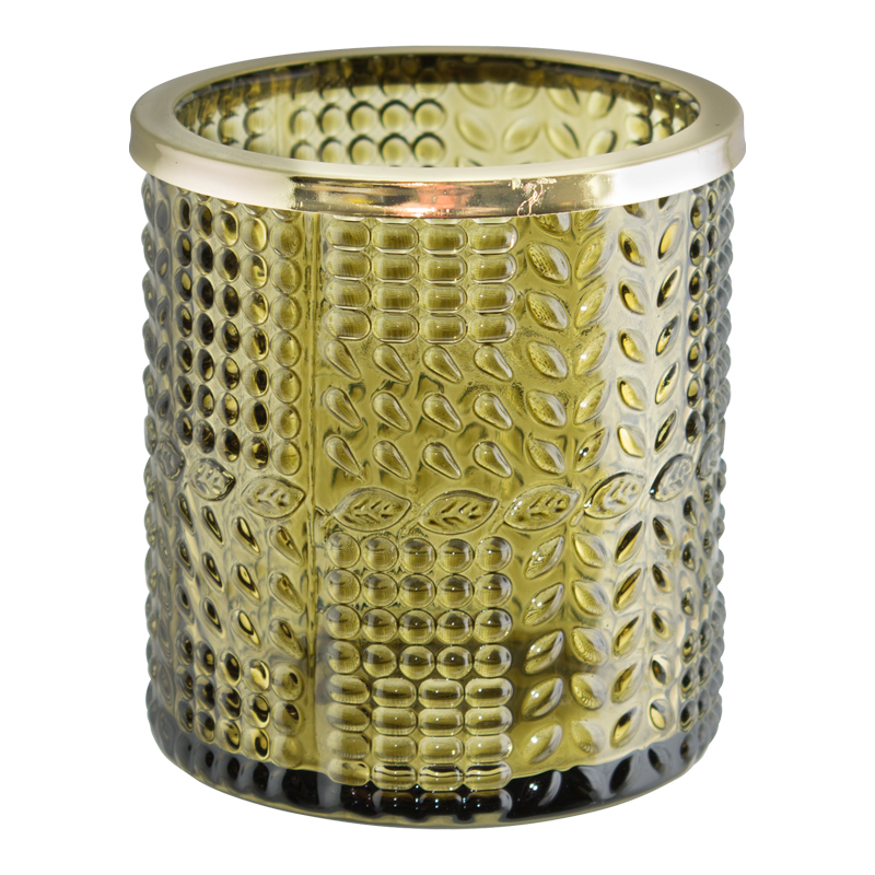 BECA GREEN VOTIVE GOLD RIM 9CM