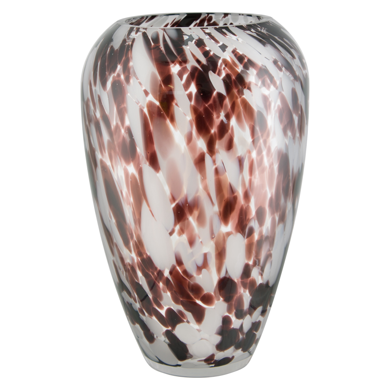 BROWN & WHITE ART GLASS VASE 28CM