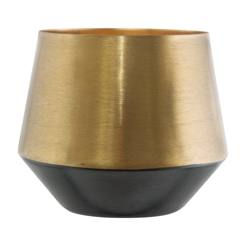 GOLD/BLACK VASE 17X19CM