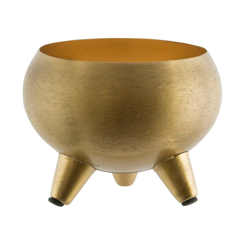 GOLD TRIPOD VOTIVE 9CM