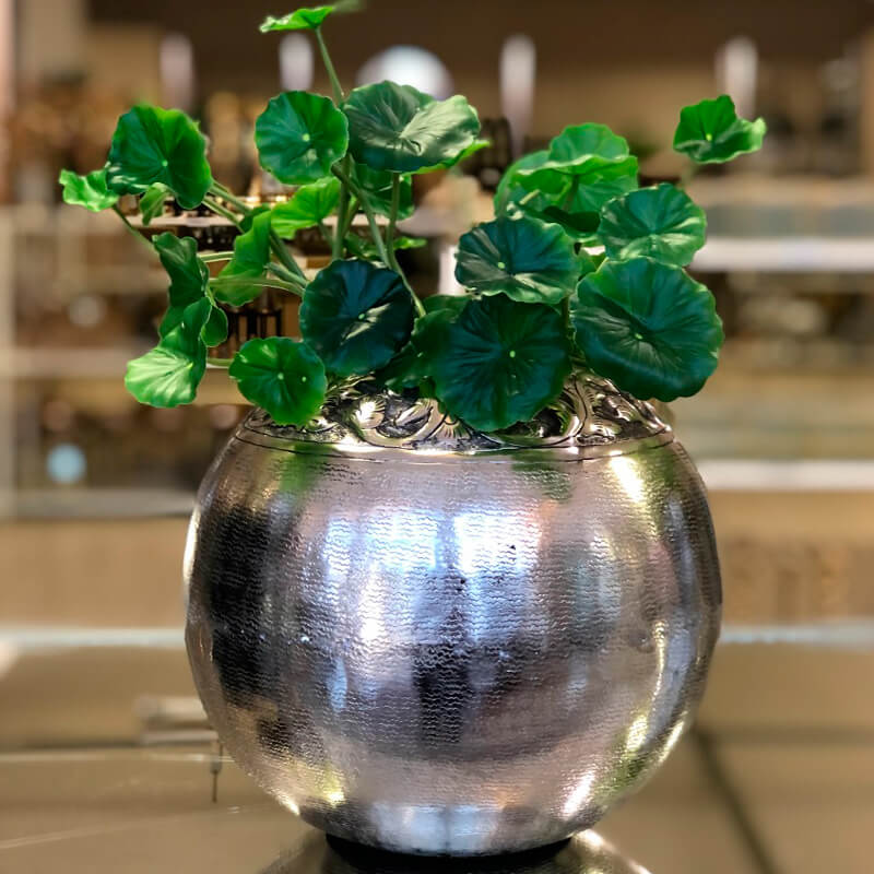 MOROCCAN SILVER BALL VASE 26X23CM - Image 2