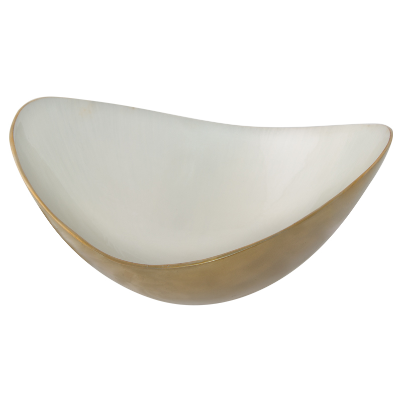 OVAL CURVED BOWL WHITE/GOLD 27X26