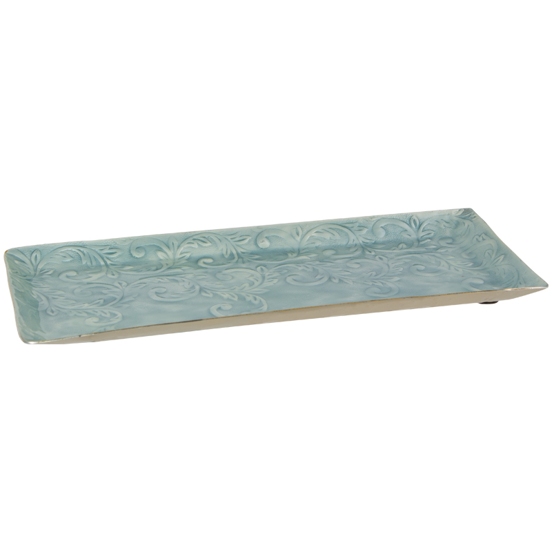 EMBOSSED RECT DECOR TRAY 41X18CM