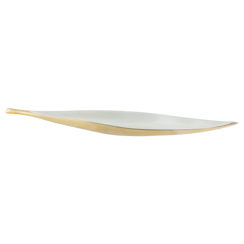 LONG LEAF DECOR TRAY WHITE/GOLD