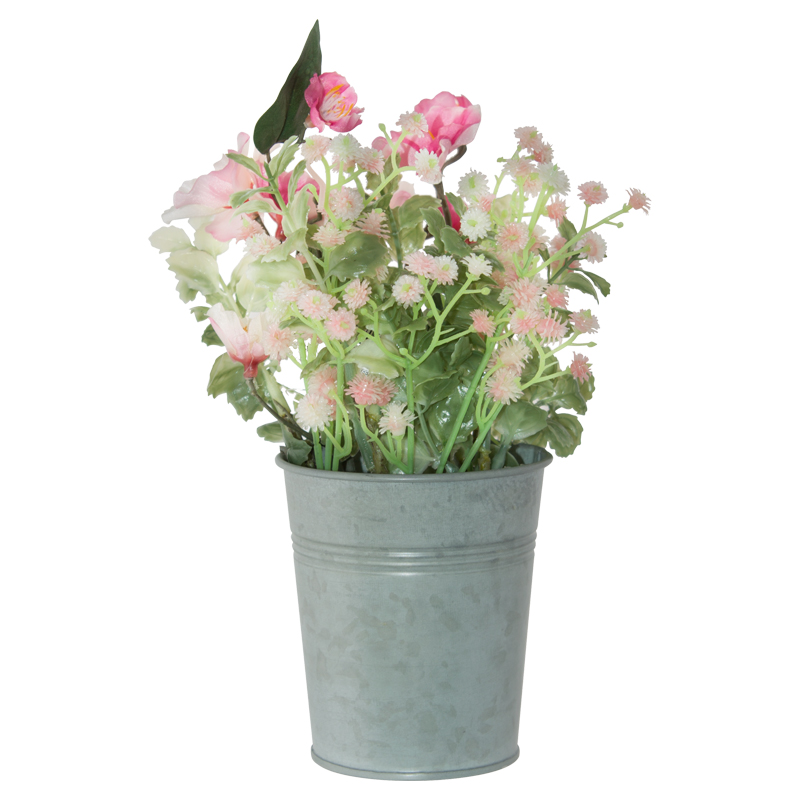 PINK ARRANGEMENT METAL VASE 22CM