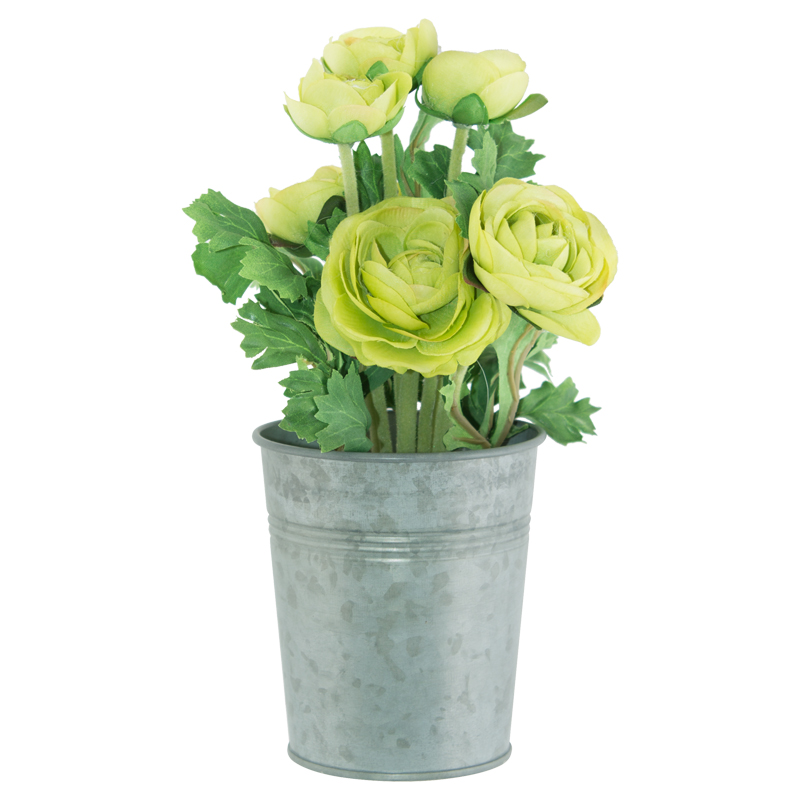 GREEN ARRANGEMENT METAL VASE 23CM