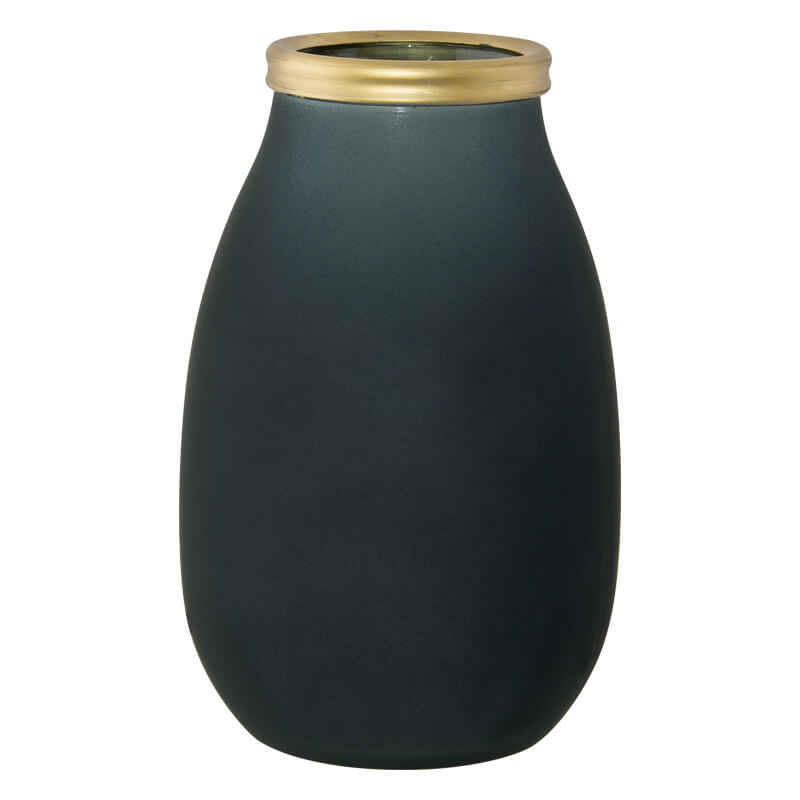 MONTANA BLACK/GOLD EDGE VASE 28CM