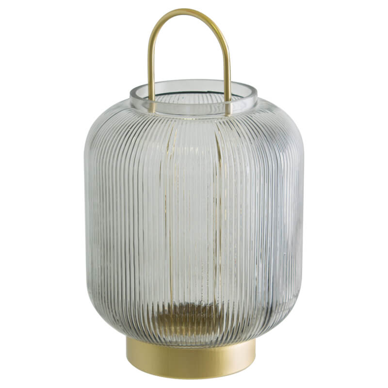 GREY/GOLD BELLY LANTERN 27X16CM