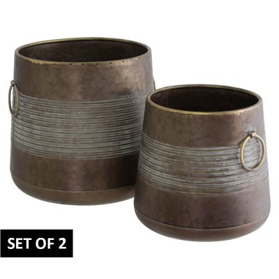 METAL HANDLED POT SET/2 23CM/19CM