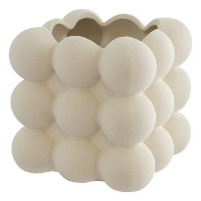BUBBLES BEIGE FLOWER POT 14X13CM
