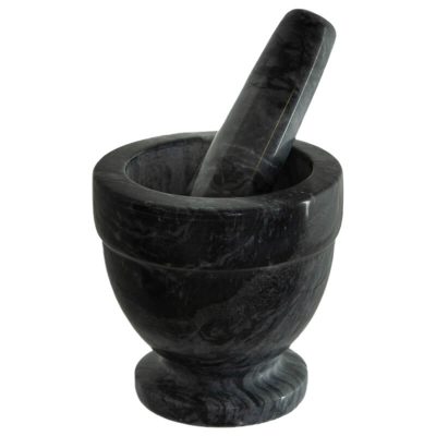 MORTAR AND PESTLE BLACK 10X11CM