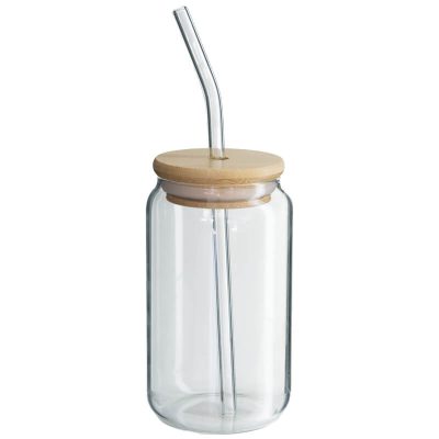 DRINKING JAR/BAMBOO LID 350ML STR