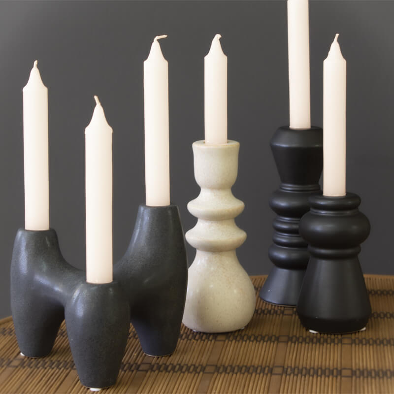 ACADIA WHITE CANDLE HOLDER 19CM - Image 3