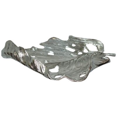 SILVER MONSTERIA LEAF 42X30CM