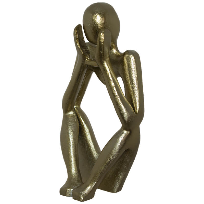 SITTING MAN SCULPTURE GOLD 21CM - Image 2