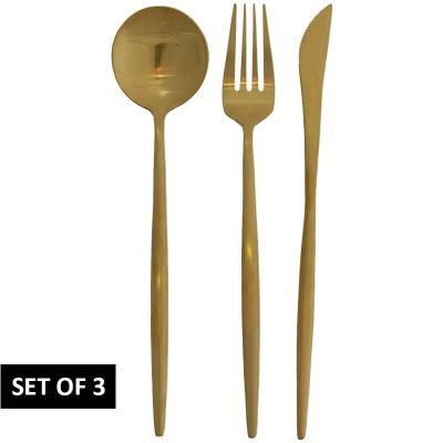 KNIFE,FORK,SPOON SET/3 GOLD PVD
