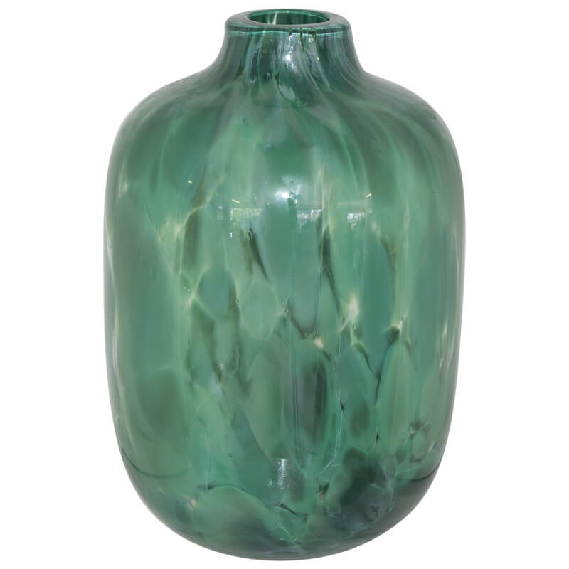 GREEN ART GLASS VASE 23CM