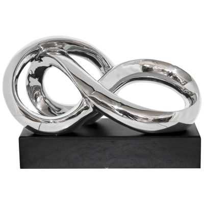 SILVER TWIST SCULPTURE BLK BASE