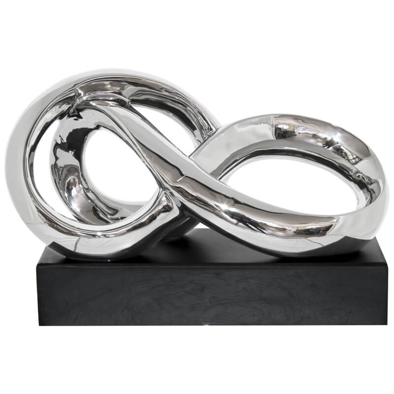 SILVER TWIST SCULPTURE BLK BASE