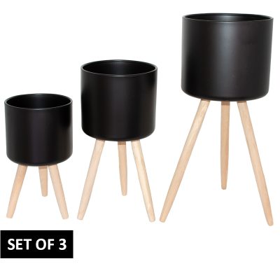 CHAD BLACK PLANT STAND SET/3