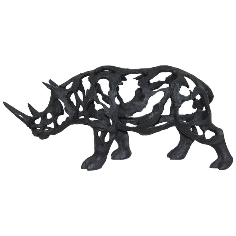 BLACK RHINO SCULPTURED 50X22X14CM