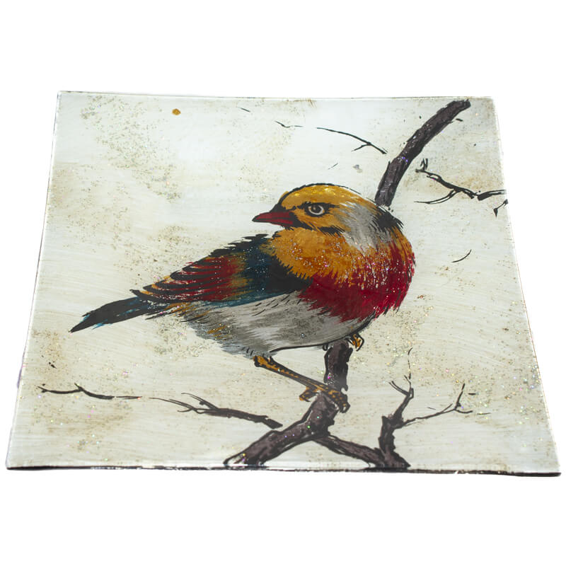 BIRD ON BRANCH SQ PLATE 19X19CM - Image 3