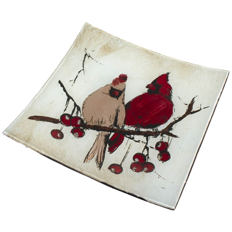 CARDINAL PAIR SQ PLATE 19X19CM - Image 2