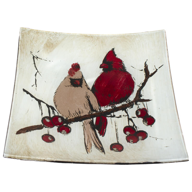 CARDINAL PAIR SQ PLATE 19X19CM - Image 3
