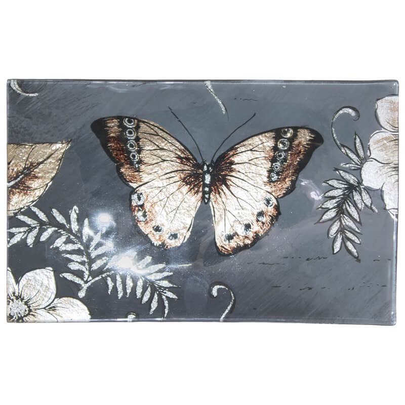 BUTTERFLY SQ PLATTER 23X15CM