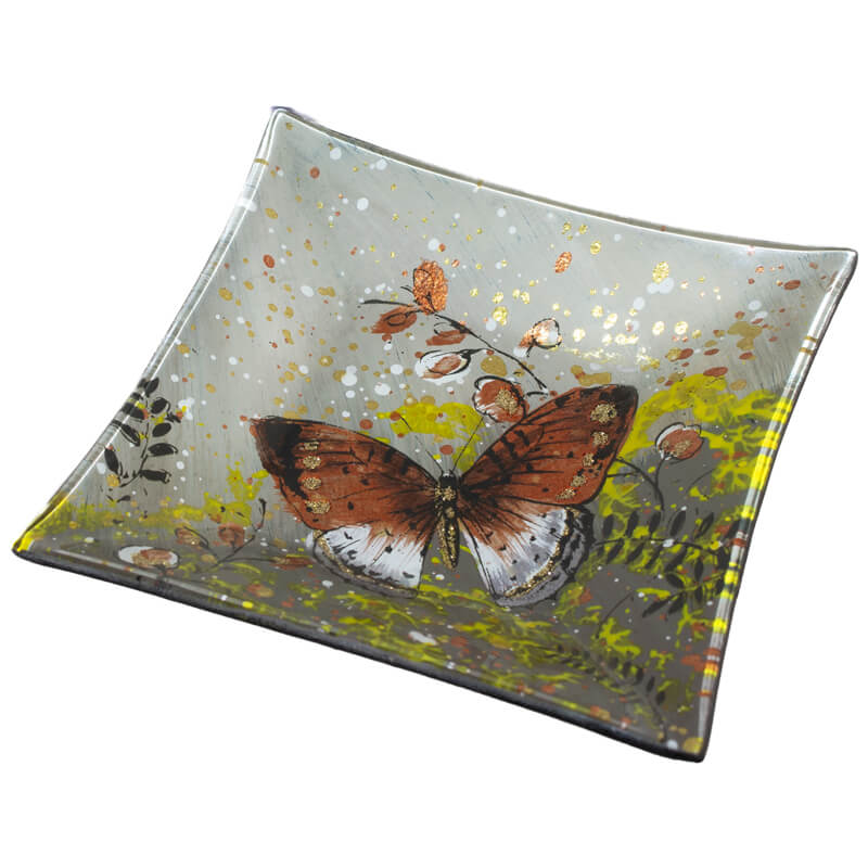 BUTTERFLY RED SQUARE PLATE 15X15C - Image 2