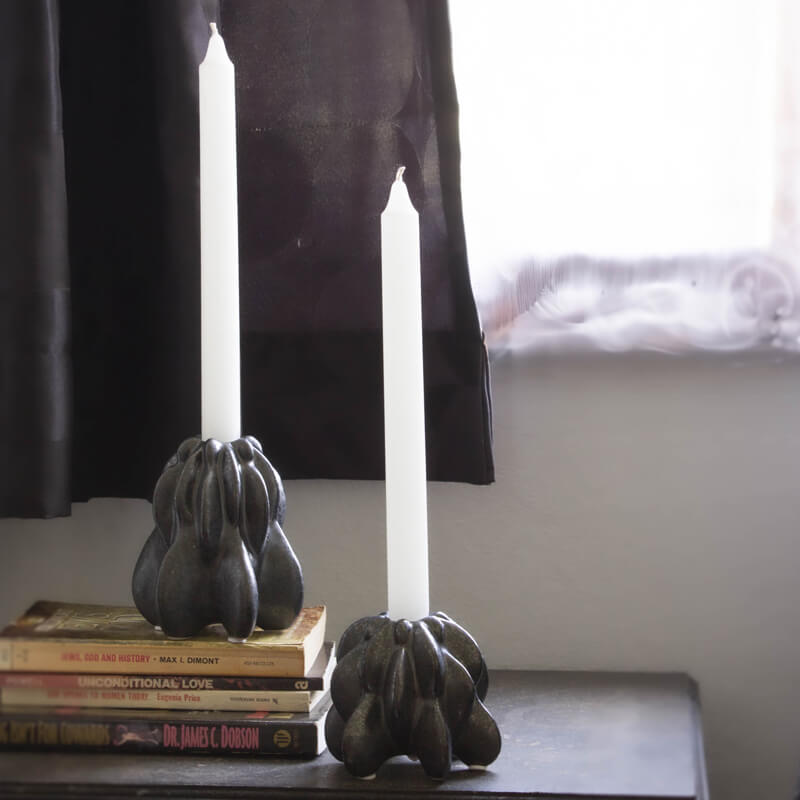 DARK GREY CANDLE HOLDER 12CM - Image 2