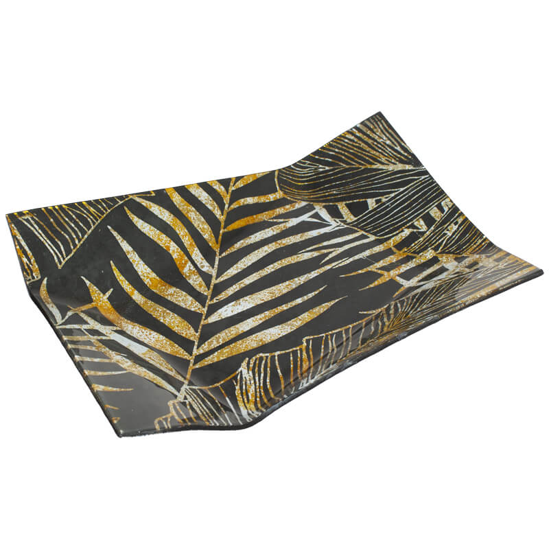 GOLD/BLACK LEAF PLATE 25X17CM - Image 3