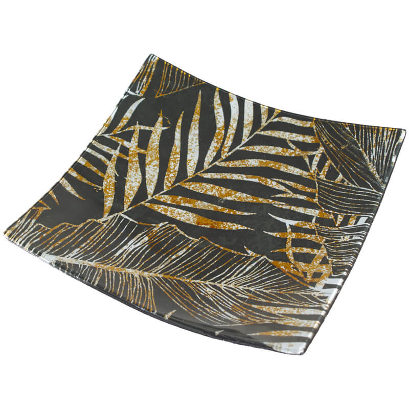GOLD/BLACK LEAF PLATE 19X19CM - Image 3