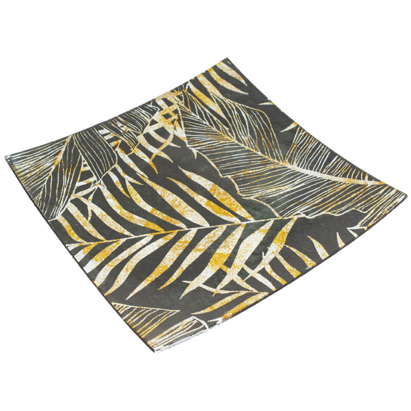 GOLD/BLACK LEAF PLATE 24X24CM - Image 3