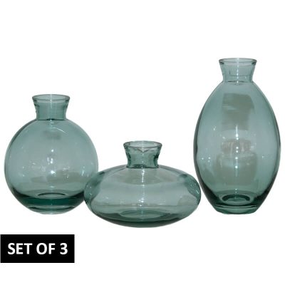 BUD VASE GREEN SET/3 12/9/6CM