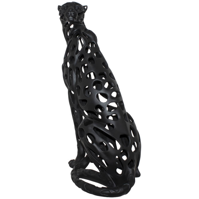 BLACK SITTING CHEETAH SCULPTURE 58 - Image 2