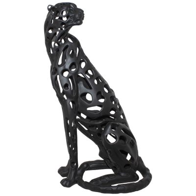 BLACK SITTING CHEETAH SCULPTURE 58
