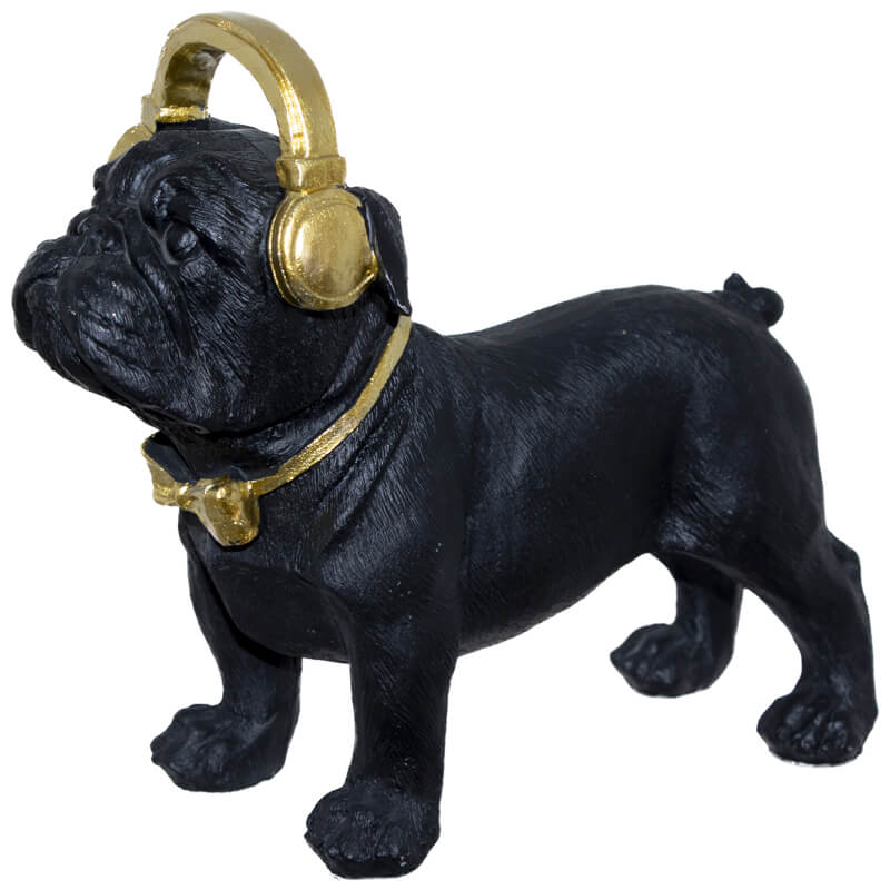 BULL DOG WITH EARPHONES 21X9X18CM